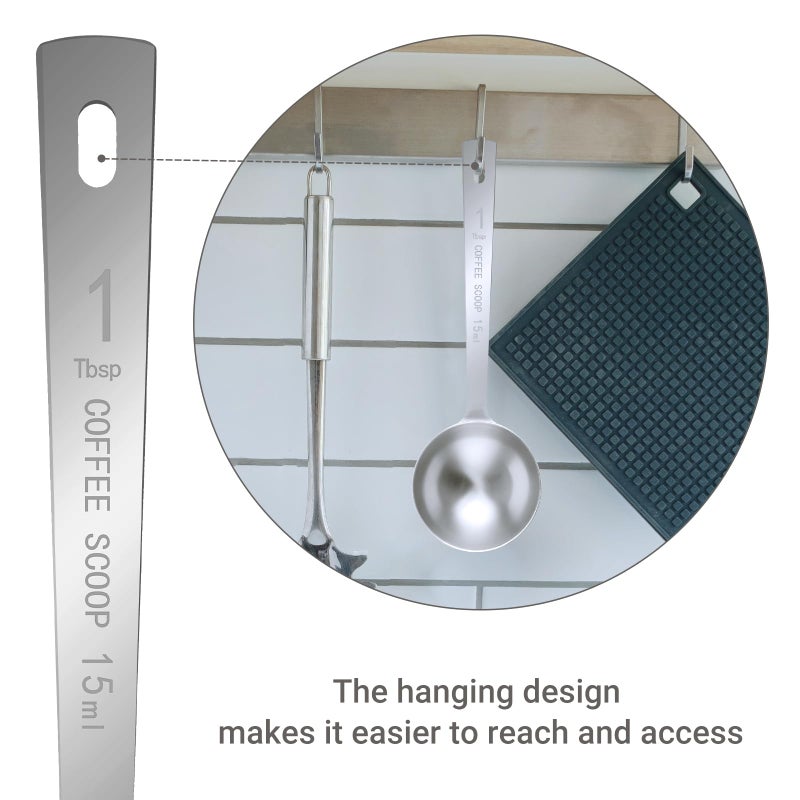Flezoo 4Pcs Coffee Scoop Spoon - 1 Tablespoon Measuring Spoon  15ML Stainless Steel Coffee Spoons  Long Handle Coffee Measuring Scoop for Ground Coffee  Loose Tea and Powder - Image 4